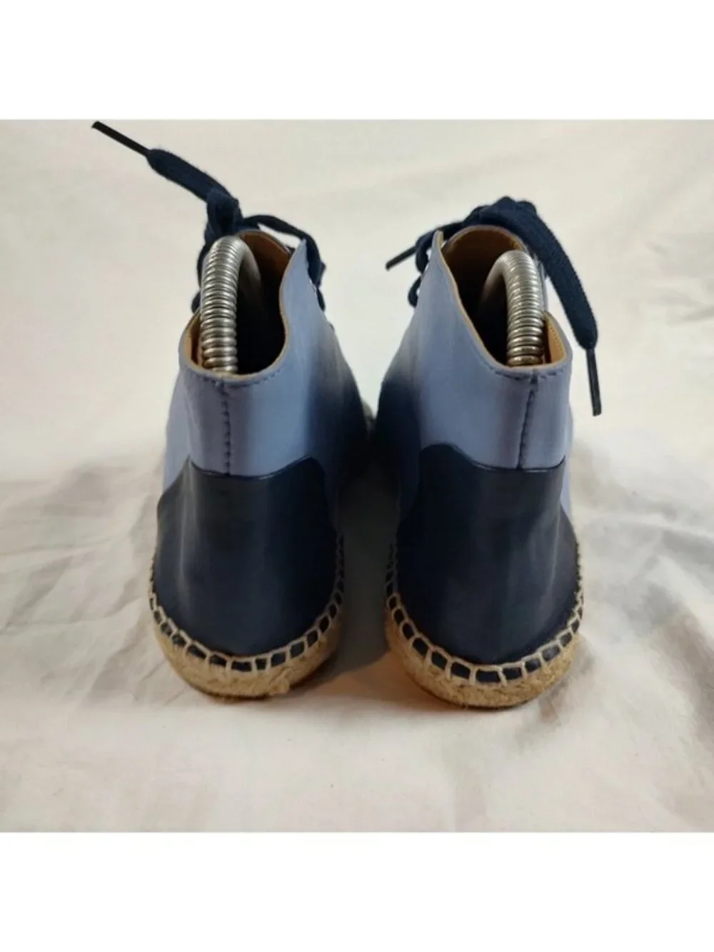 Charles David Two-Tone Blue Leather Lace Up Espadrilles Euro 38 Made in Spain